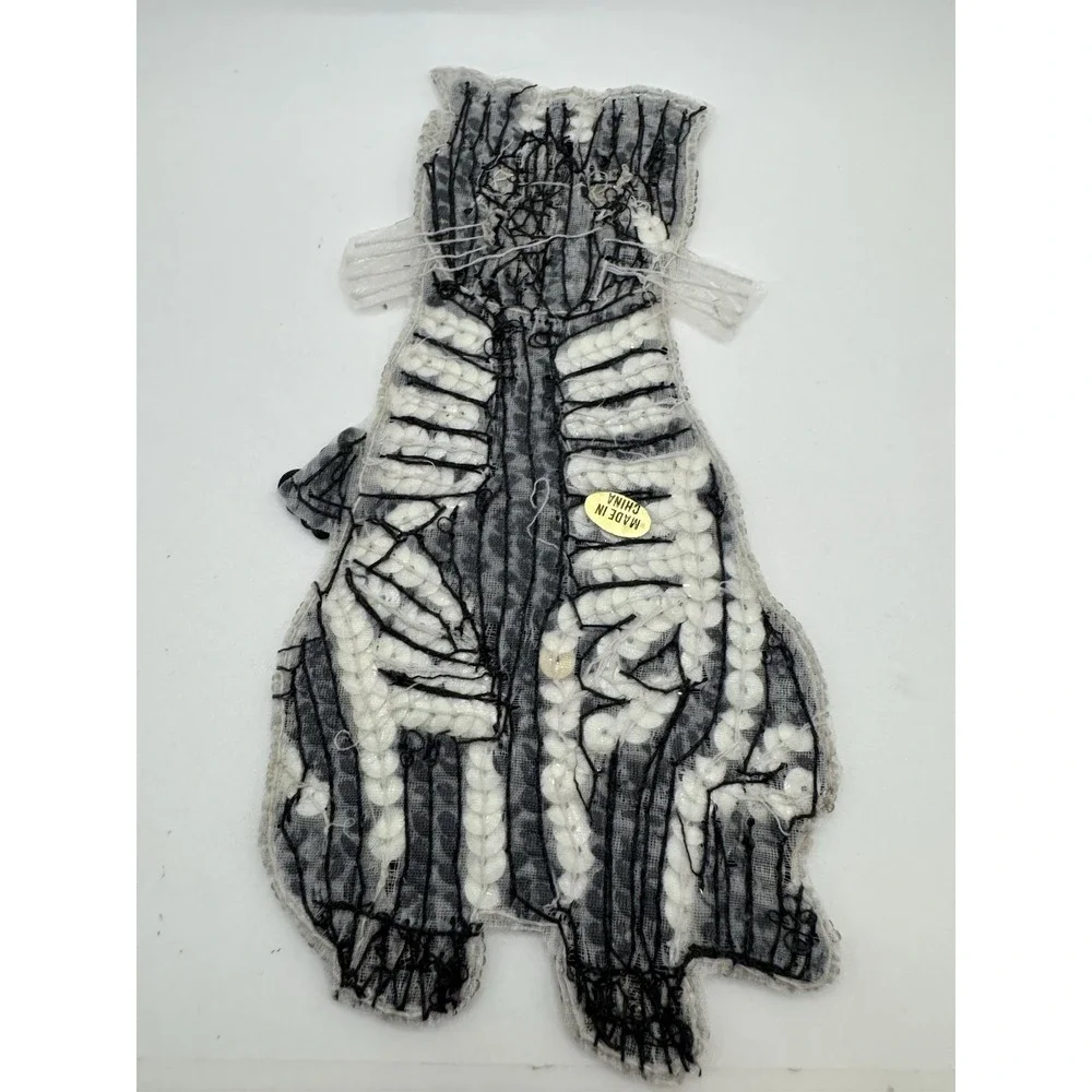 Sequined & Beaded‎ Black And White Cat Sew On Patch NOS